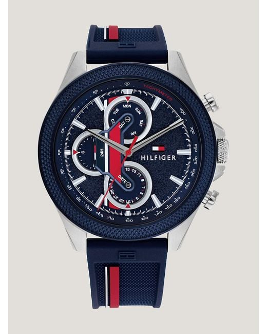 Tommy Hilfiger Blue Silicone Strap Signature Sports Watch for men