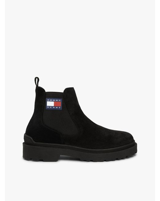 Tommy Hilfiger Black Suede Cleat Chelsea Boots for men