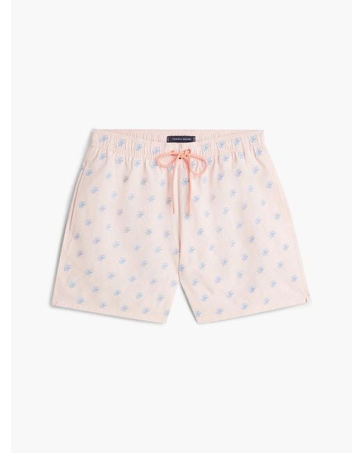 Tommy Hilfiger White Ithaca Embroidery Mid Length Swim Shorts for men