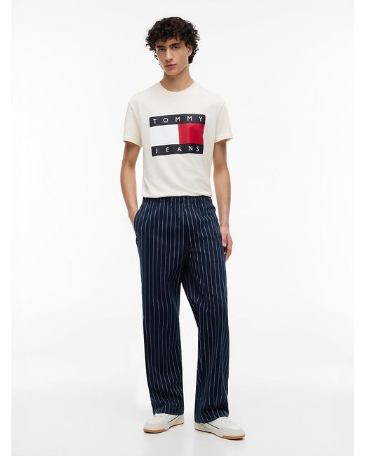 Tommy Hilfiger Blue Jaimie Relaxed Pinstripe Twill Trousers for men