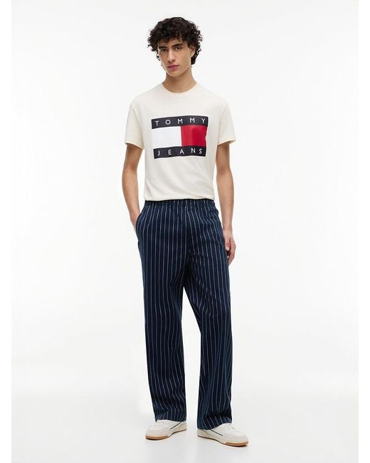 Tommy Hilfiger Blue Jaimie Relaxed Pinstripe Twill Trousers for men
