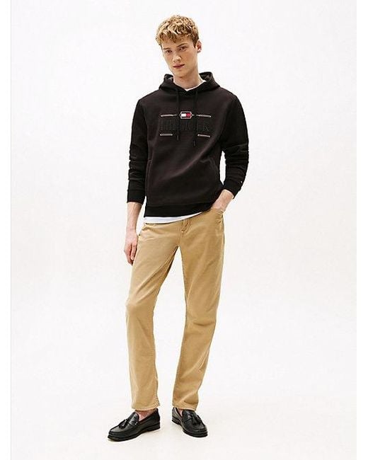 Tommy Hilfiger Hoodie Met Ton-Sur-Ton Geborduurd Logo in het Black voor heren
