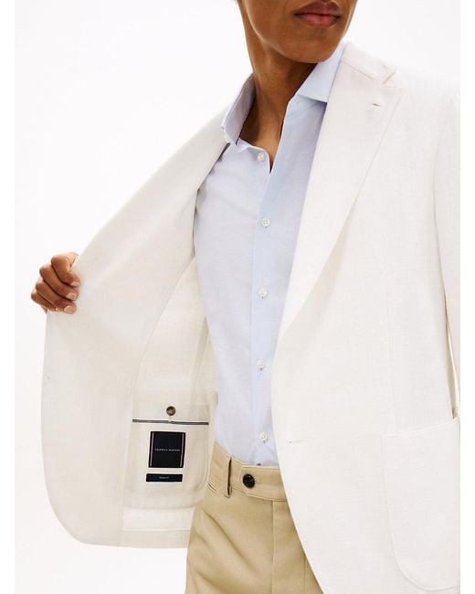 Tommy Hilfiger Natural Regular Fit Twill Single Breasted Blazer for men