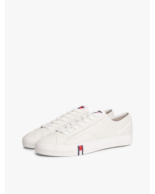 Tommy Hilfiger Natural Archive Flag Stripe Leather Trainers for men
