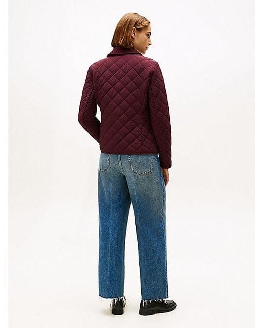 Tommy Hilfiger Getailleerd Gewatteerd Jack Met Th-Embleem in het Red