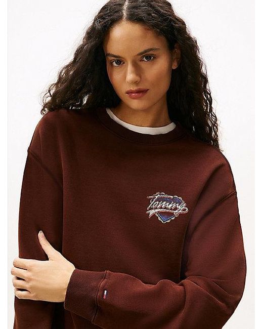 Sudadera Amplia De Felpa Con Logo Gráfico Tommy Hilfiger de color Brown