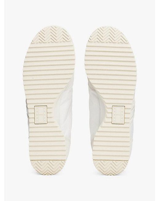 Tommy Hilfiger Retro Leren Sneaker Met Gemengde Texturen in het Natural voor heren