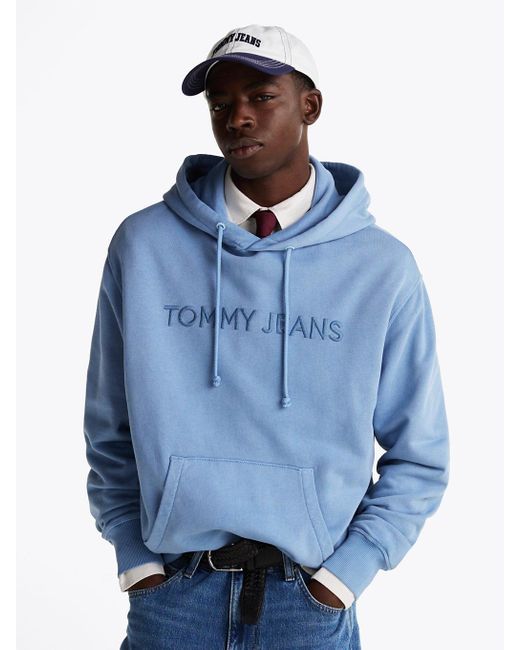 Felpa Con Cappuccio E Logo Ricamato di Tommy Hilfiger in Blue da Uomo