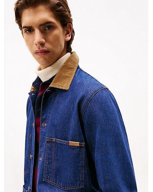 Tommy Hilfiger Chore-Jacke Aus Denim Mit Cord-Kragen in Blue für Herren
