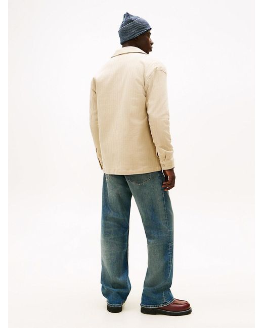 Tommy Hilfiger Natural Oversized Fit Herringbone Twill Overshirt for men