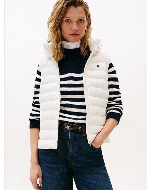 Tommy Hilfiger Getailleerde Waterafstotende Donsbodywarmer in het White