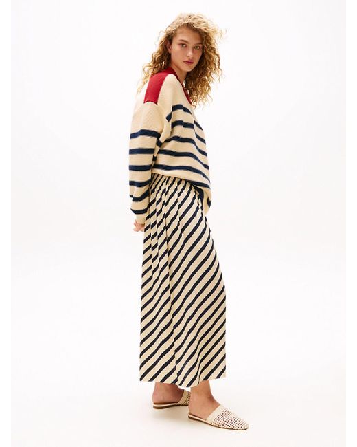 Jupe Longue Plissée The Sofia Capsule Tommy Hilfiger en coloris White