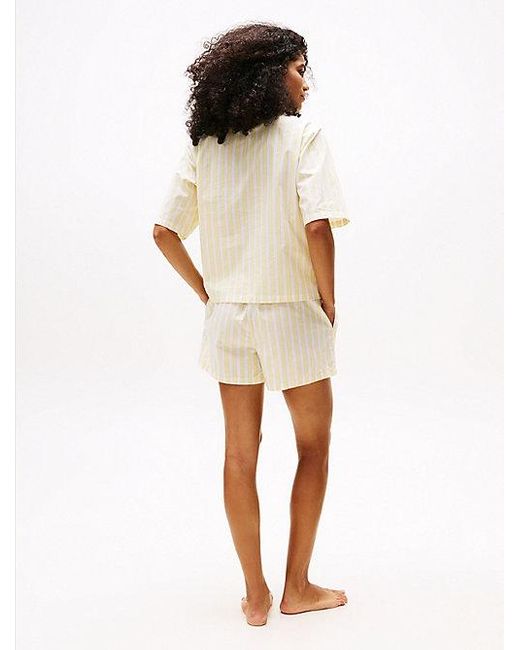 Tommy Hilfiger Poplin Pyjamashirt Met Korte Mouwen in het Natural