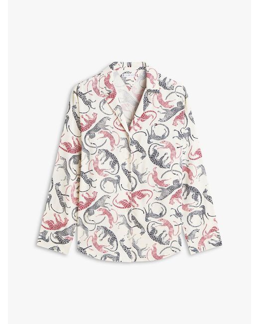 Tommy Hilfiger White Essential Print Embroidery Relaxed Pyjama Shirt