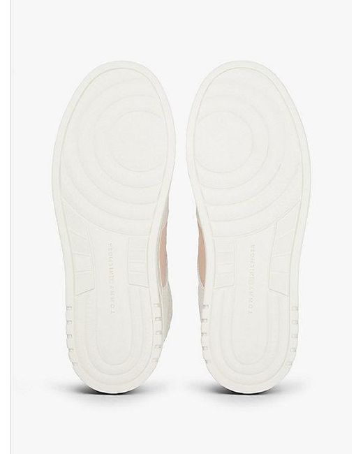 Tommy Hilfiger White Cupsole-Sneaker Aus Leder Mit Strukturmix