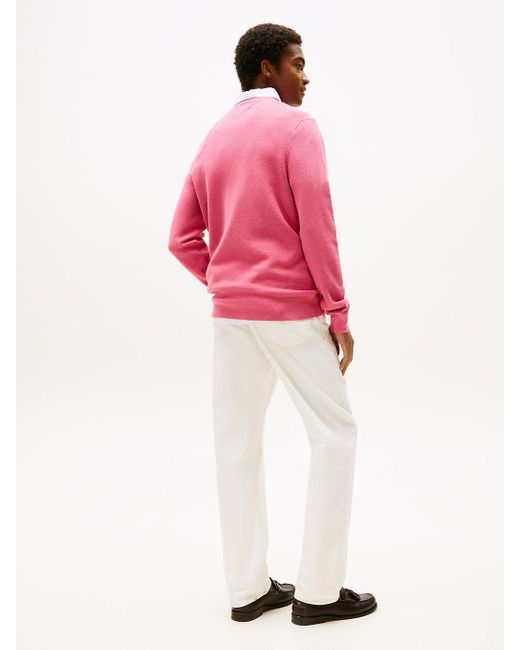 Pull En Maille Alvéolée À Col Ras-Du-Cou Tommy Hilfiger pour homme en coloris Pink