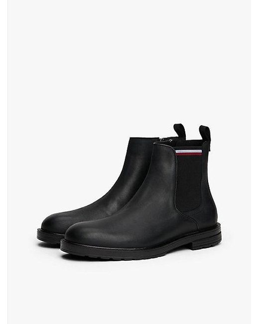 Tommy Hilfiger Chelsea Boot Met Profielzool En Rits in het Black voor heren