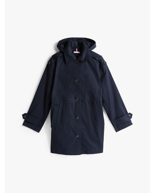 Tommy Hilfiger Blue Hooded Cuff Strap Parka