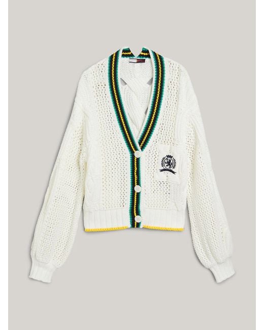 Tommy Hilfiger Natural Crest Mixed Knit Relaxed Cardigan