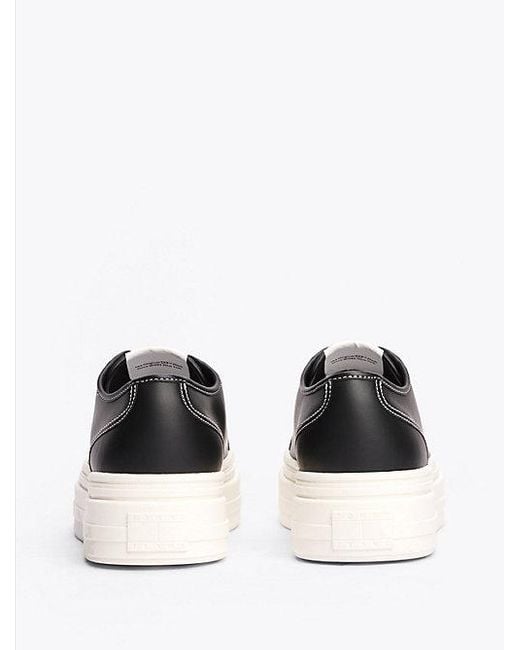 Tommy Hilfiger Leren Sneaker Met Plateauzool in het White