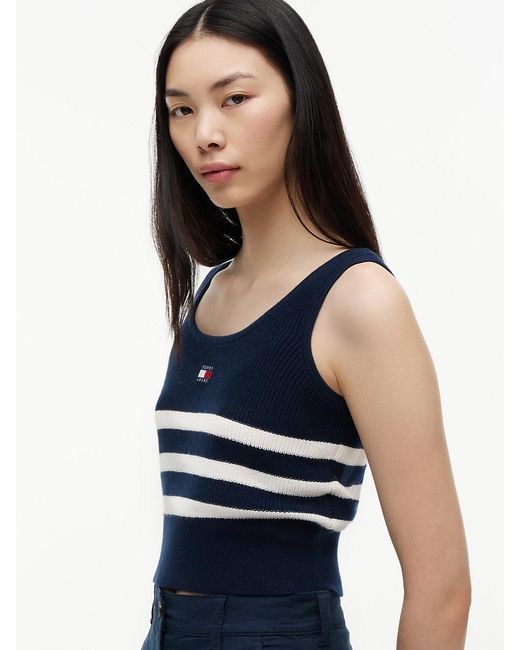 Tommy Hilfiger Blue Tommy Badge Stripe Knit Tank Top