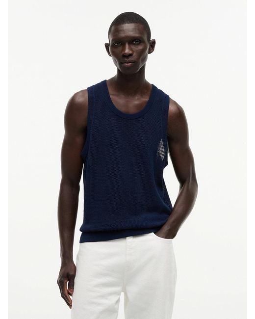 Tommy Hilfiger Blue Relaxed Knitted Structured Tank Top for men