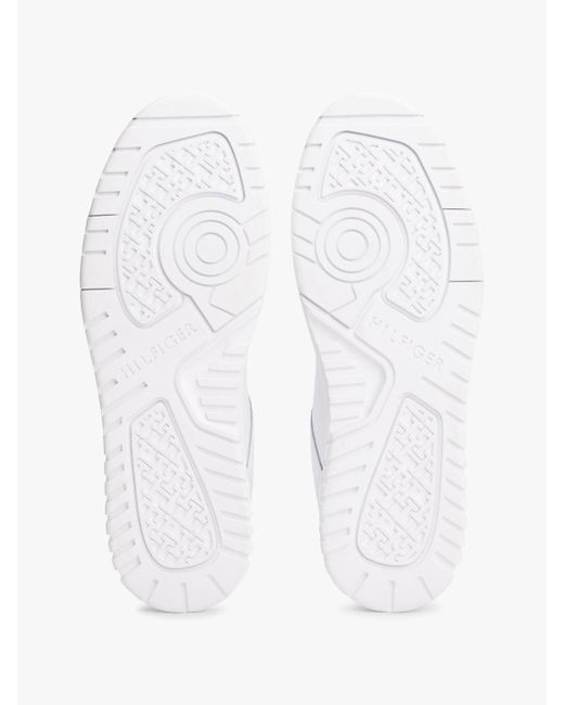 Sneakers Stile Basket Con Mix Di Texture E Pelle di Tommy Hilfiger in White da Uomo