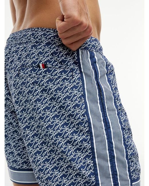 Tommy Hilfiger Blue Print Mid Length Swim Shorts for men