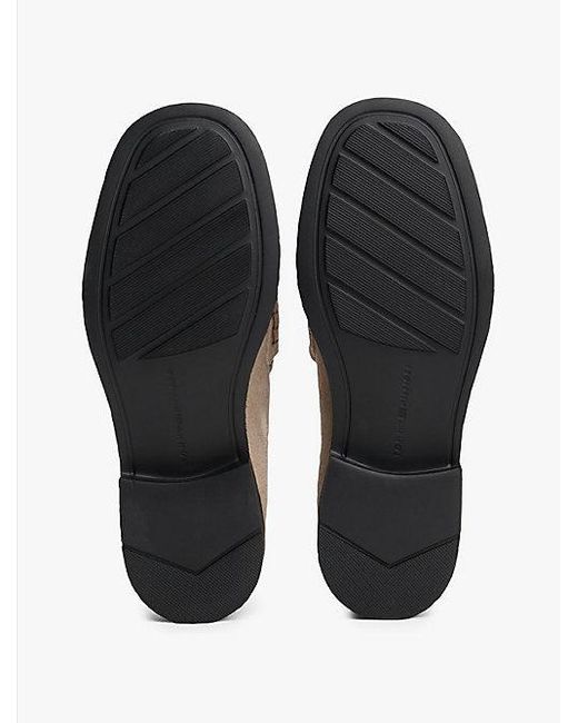 Tommy Hilfiger Suède Loafer Met Vierkante Neus En Kwastjes in het White