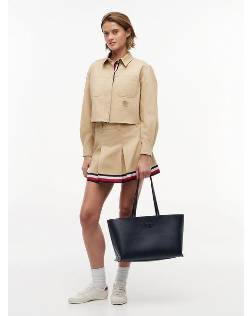 Tommy Hilfiger Blue Essential Textured Logo Tote Bag