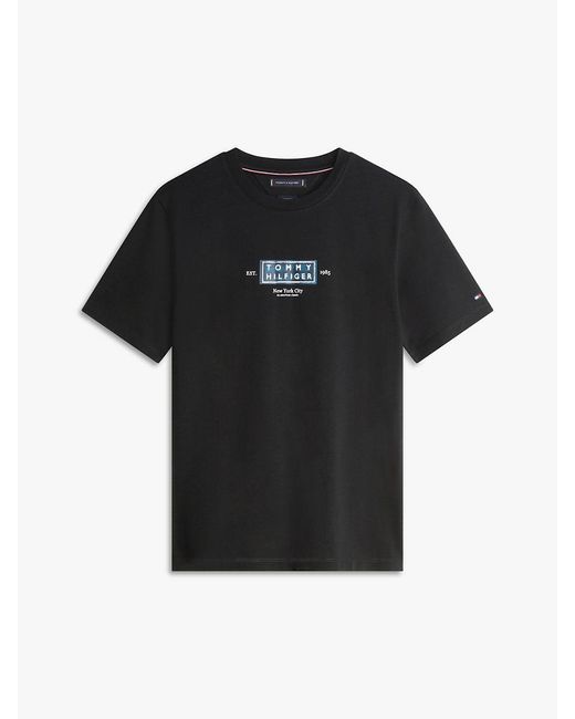 Tommy Hilfiger Black Heritage Logo Jersey Crew Neck T-Shirt for men
