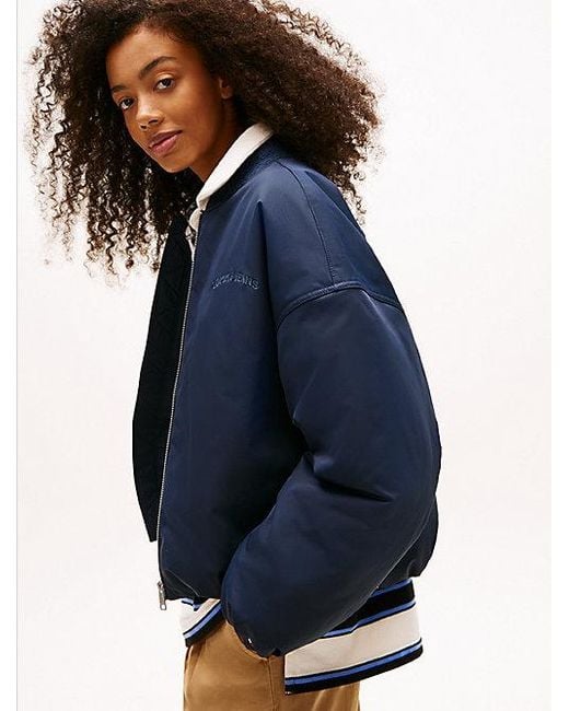 Tommy Hilfiger Blue Bomberjacke Mit Aufgesticktem Rücken-Logo