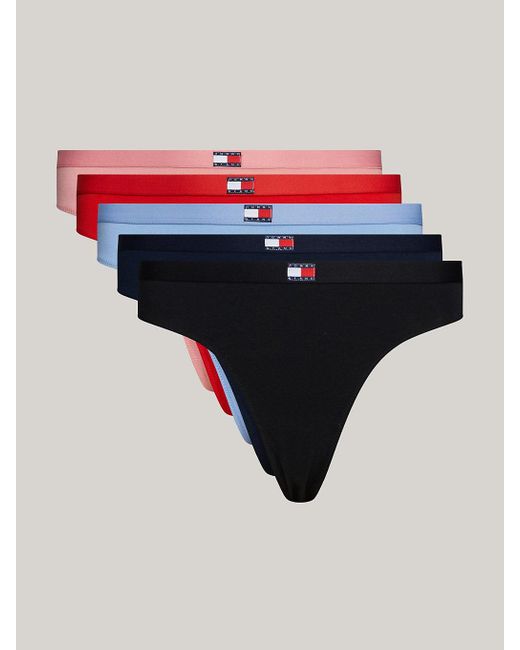 Tommy Hilfiger Blue 5-pack Heritage Essential Logo Thongs