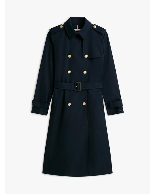 Tommy Hilfiger Blue Tone Button Slim Trench Coat