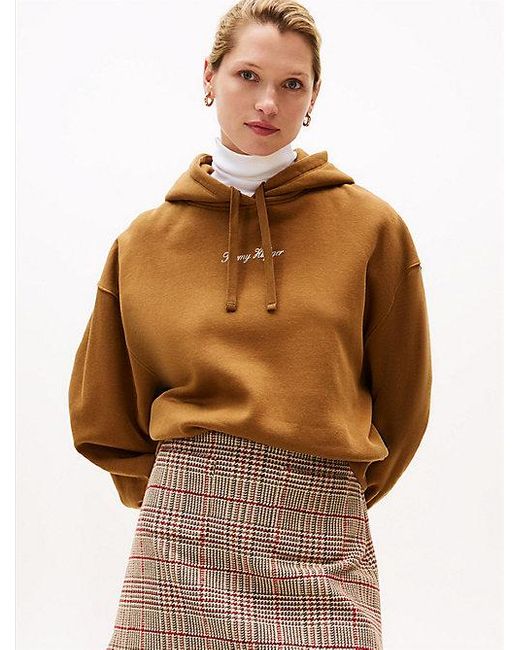 Tommy Hilfiger Relaxed Fit Hoodie Met Getextureerd Logo in het Brown