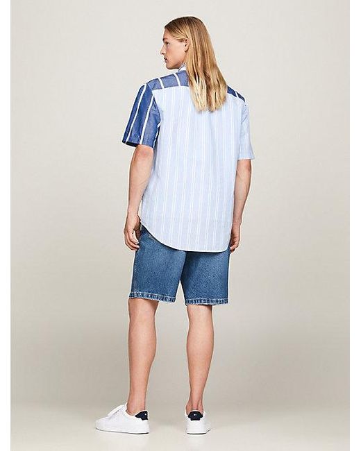 Tommy Hilfiger Regular Fit Kurzarm-Hemd mit Kontrast-Streifen in Blue für Herren