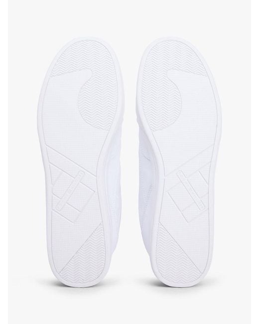 Tommy Hilfiger White Contrast Heel Trainers With Leather for men
