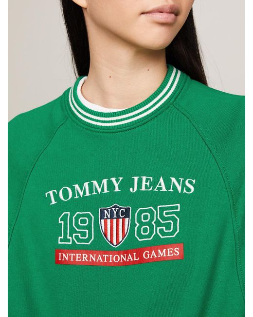 Tommy Hilfiger Green Tommy Jeans International Games Cropped Sweatshirt