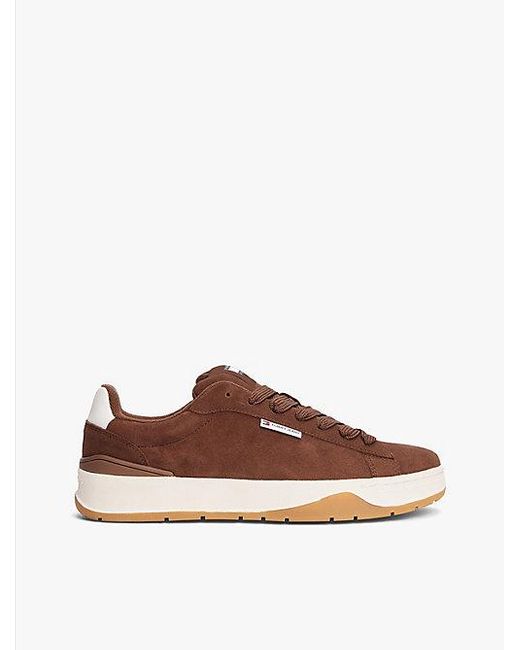 Tommy Hilfiger Suède Sneaker Met Getextureerde Tussenzool in het Brown voor heren