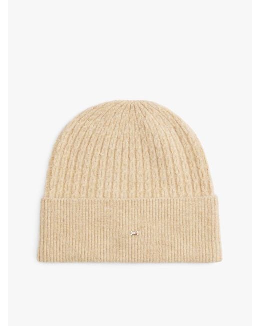 Bonnet En Maille Torsadée À Drapeau Tommy Tommy Hilfiger en coloris Natural