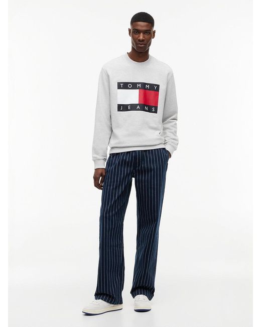 Tommy Hilfiger White Flag Badge Crew Neck Sweatshirt for men