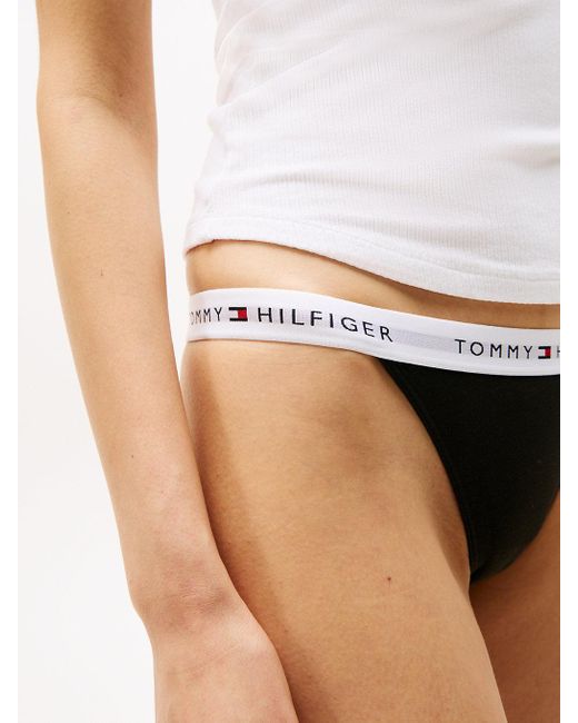 Lot De 3 Strings Tangas À Motif Logo Tommy Hilfiger en coloris White