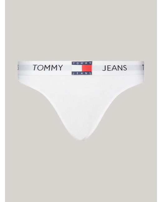 Tommy Hilfiger White Heritage Repeat Logo Waistband Thong