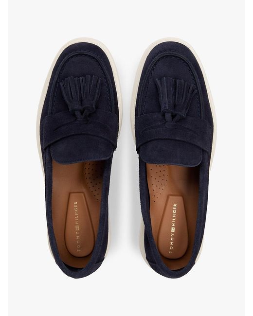 Tommy Hilfiger Blue Lightweight Suede Tassel Loafers