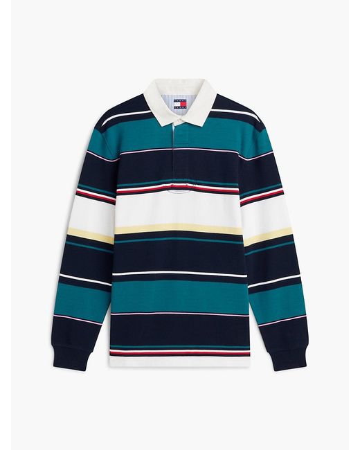 Tommy Hilfiger Blue Relaxed Fit Mixed Stripe Rugby Shirt for men