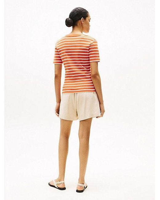Tommy Hilfiger Slim Fit T-Shirt Met V-Hals in het Orange