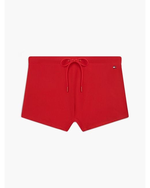 Tommy Hilfiger Red Essential Flag Embroidery Swim Trunks for men