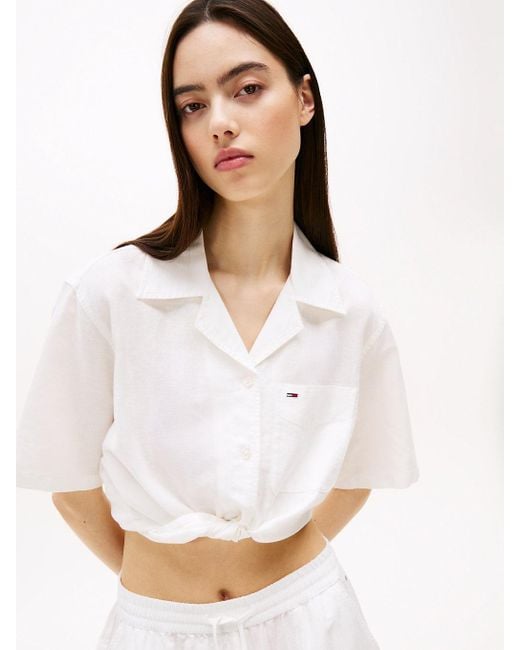 Chemise Courte Décontractée À Manches Courtes Tommy Hilfiger en coloris White
