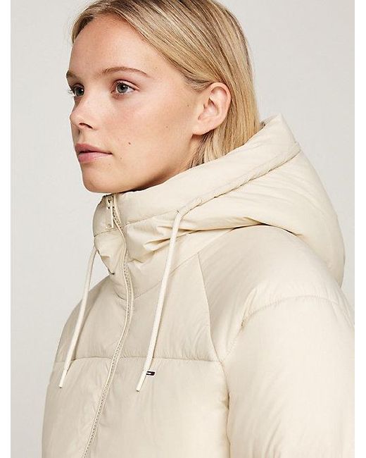Chaqueta Acolchada Con Capucha Y Cremallera Tommy Hilfiger de color Natural
