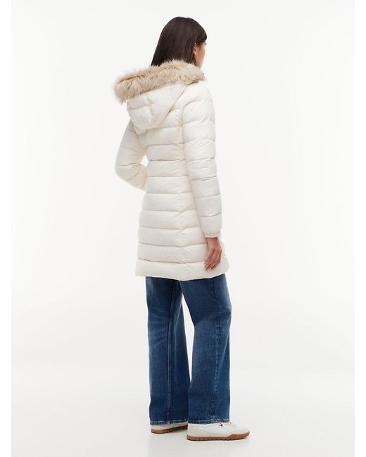 Tommy Hilfiger Blue Slim Shiny Down Hooded Coat